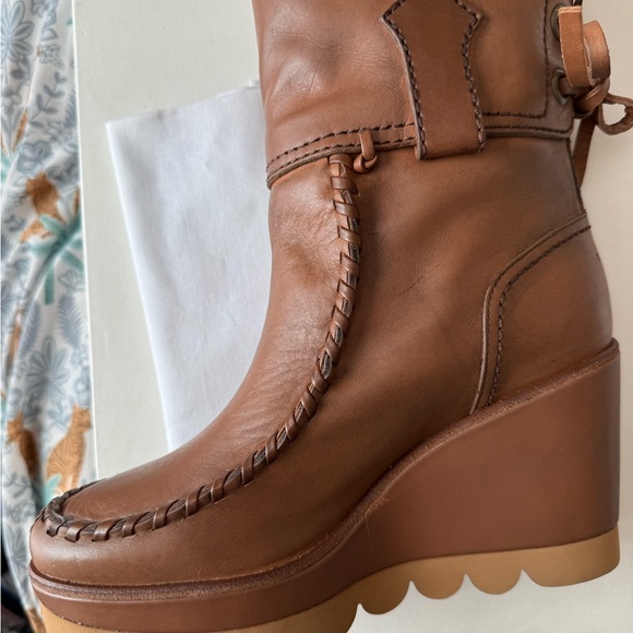 See By Chloe Tan Leather Wedge Boots - Picture 12 of 15